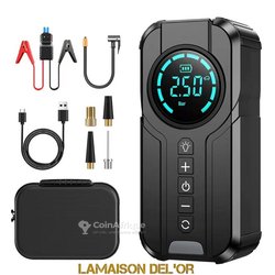 Démarreur 4 en 1 avec compresseur d'air, banque d'alimentation et lampe